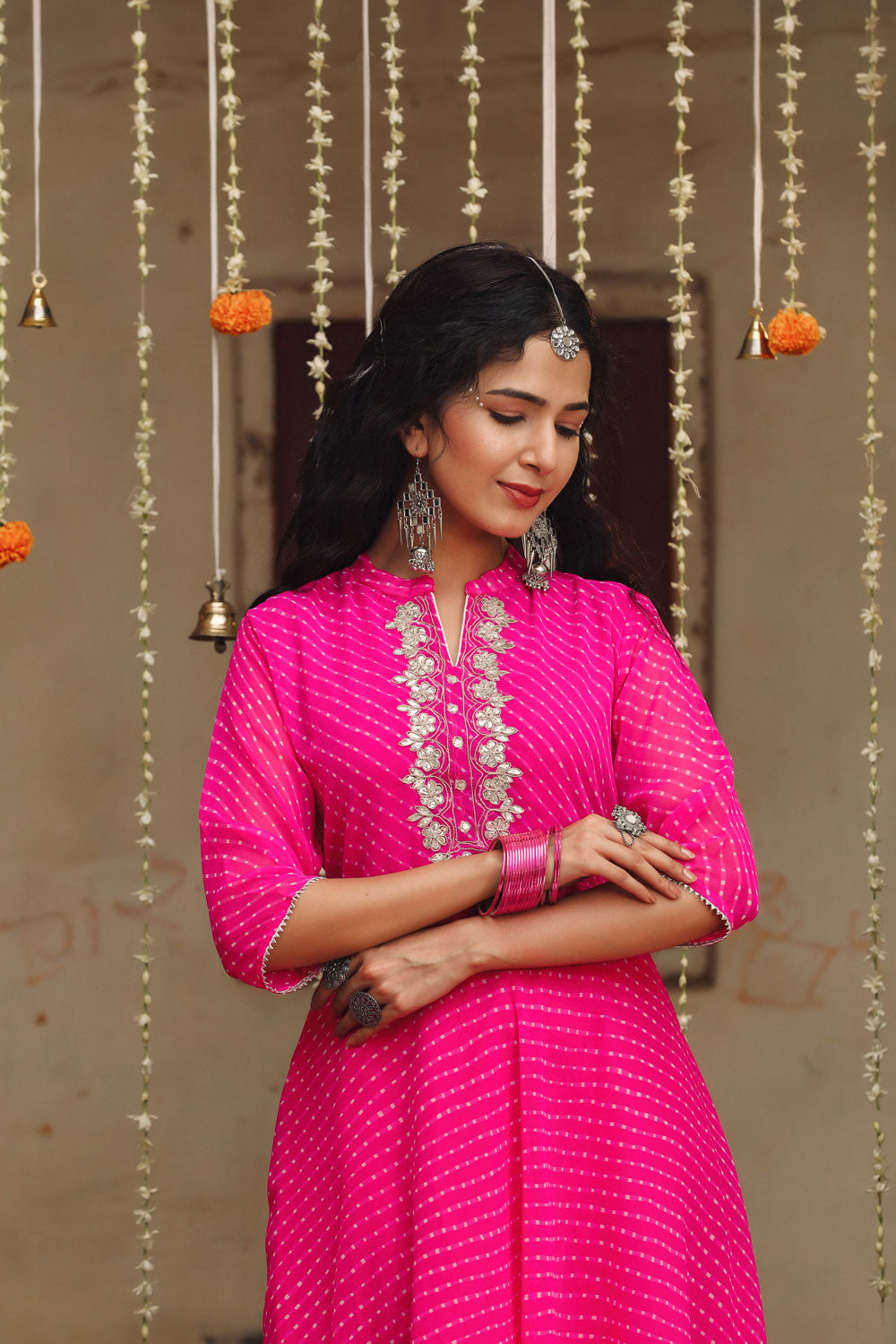 Mothda Pure Georgette Leheriya Dress - Rana's by Kshitija | Dress, Anarkali  dress pattern, Saree dress
